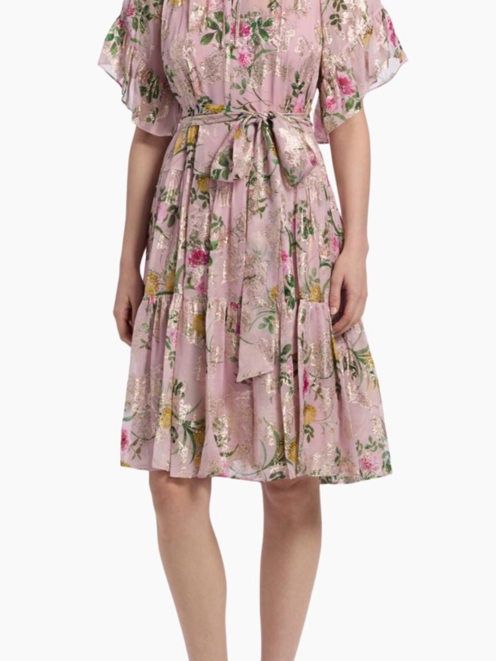 Kobi Halperin Pink Floral Midi Dress